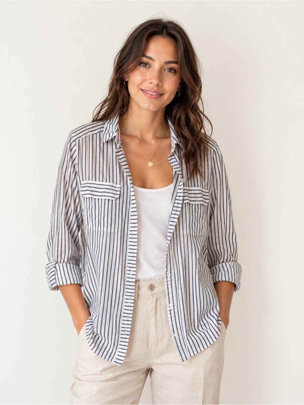 J. Jill Striped Button-Front Shirt – Size S